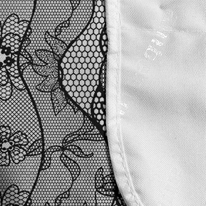Ambesonne Floral Microwave Oven Cover, Lace Gothic Pattern with Flower Effect and Leaves Ornamental Antique Feminine Design, Water Resistant Organizer with Pockets for Kitchen, 36" x 12", Black Grey