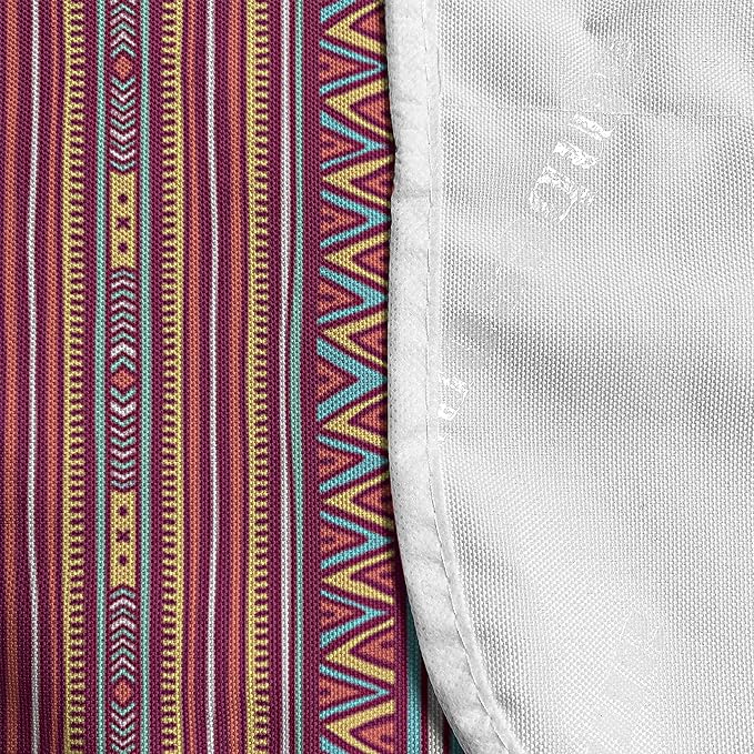 Ambesonne Folk Microwave Oven Cover, Colorful Ethnic Tribal Retro Hipster Style Vertical Abstract Geometric Zigzags Stripes, Water Resistant Organizer with Pockets for Kitchen, 36" x 12", Pink Blue