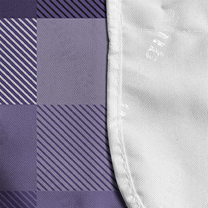Ambesonne Abstract Microwave Oven Cover, Plaid Print Stripe Details a Monochrome Layout, Water Resistant Organizer with Pockets for Kitchen, 36" x 12", Purple Quartz
