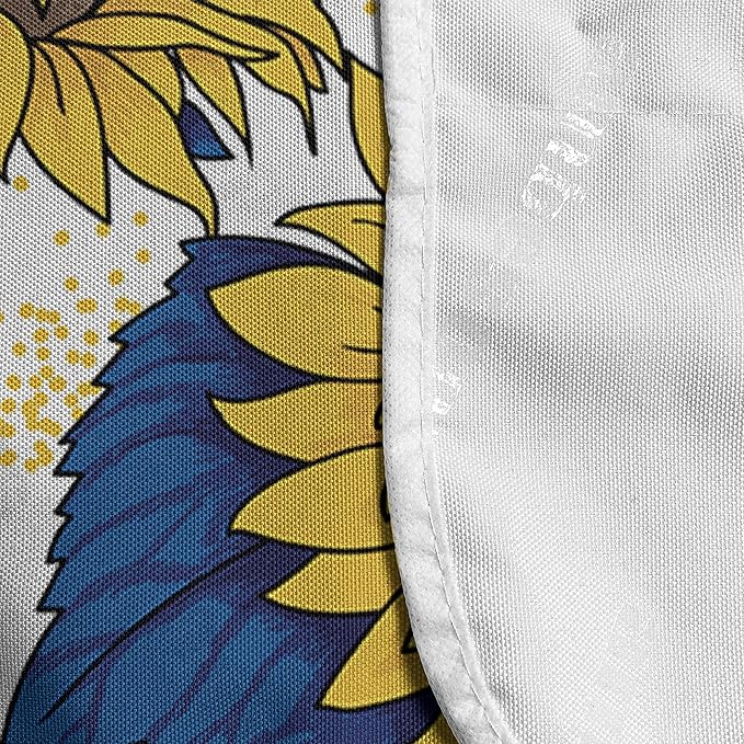 Ambesonne Sunflower Microwave Oven Cover, Graphic Harvest Themed Illustration Cartoon Design, Water Resistant Organizer with Pockets for Kitchen, 36" x 12", Yellow Blue