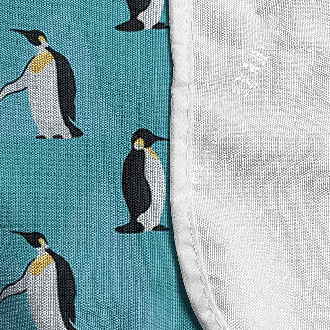 Ambesonne Turquoise Blue Microwave Oven Cover, Icebergs and Penguins, Water Resistant Organizer with Pockets for Kitchen, 36" x 12", Turquoise Grey
