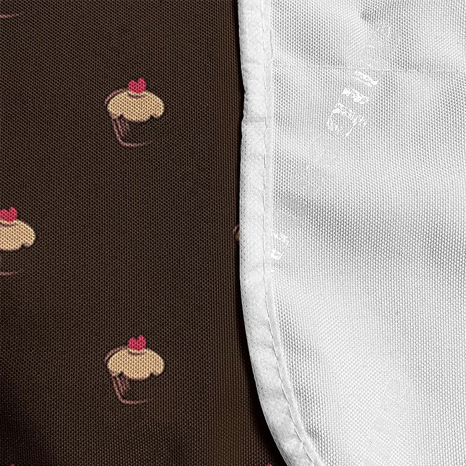Ambesonne Abstract Microwave Oven Cover, Cupcake Pattern with Hearts on Top Sweets Dark Toned Brown Background, Water Resistant Organizer with Pockets for Kitchen, 36" x 12", Coral Beige