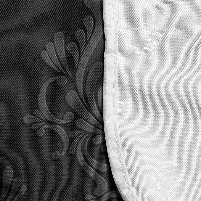 Ambesonne Dark Grey Microwave Oven Cover, Antique Damask Pattern in 3D Style Classic Old Fashioned Floral Design, Water Resistant Organizer with Pockets for Kitchen, 36" x 12", Grey and Charcoal
