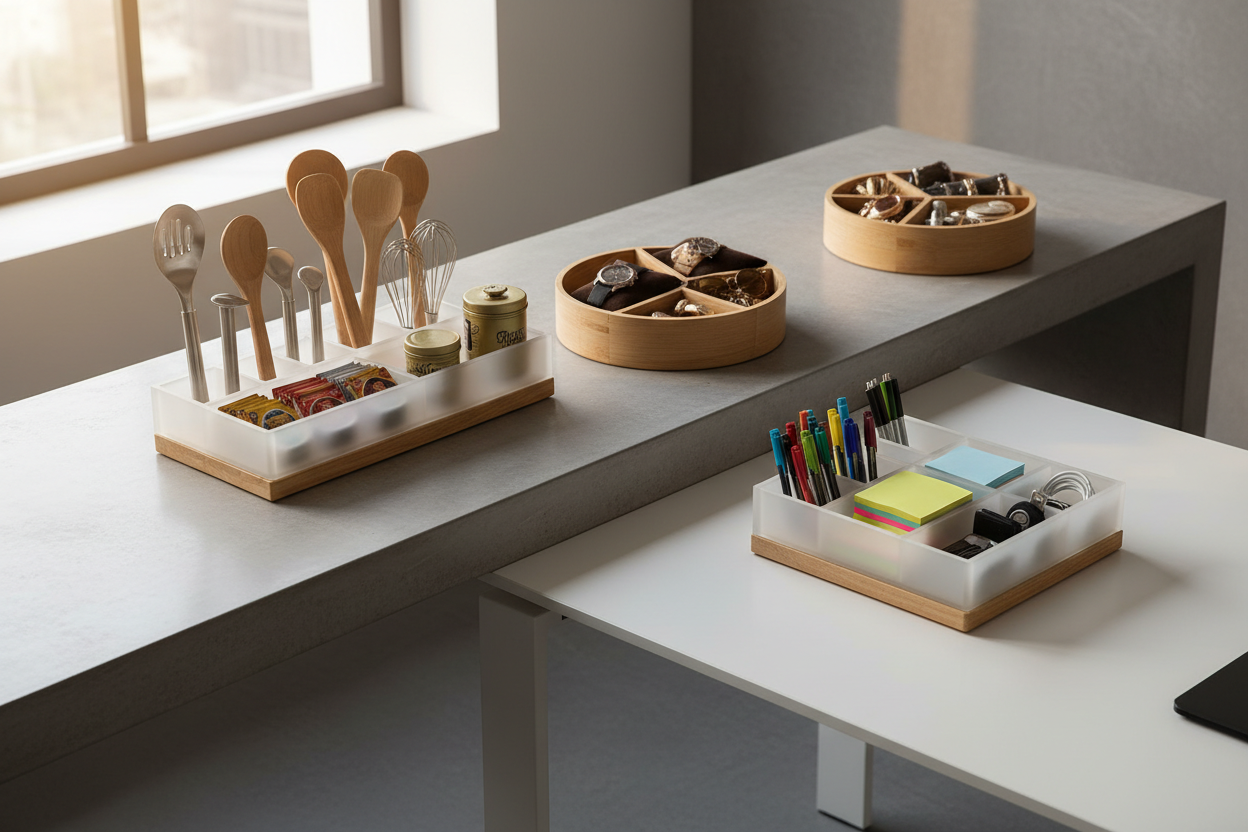 Multi compartment organizers with divided sections for neat and efficient storage of various items