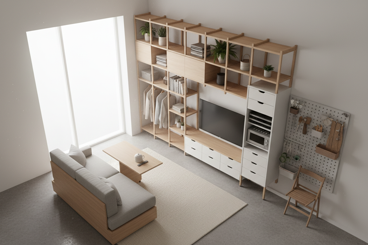 Small space storage solutions with compact and multi-functional organizers for efficient and clutter-free living