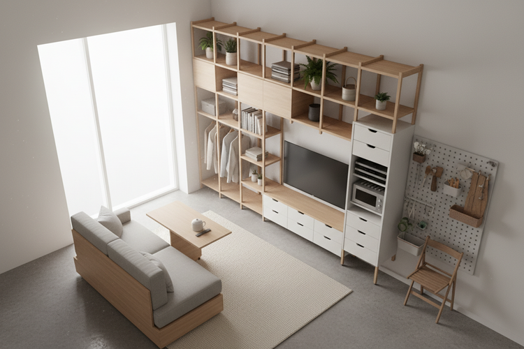 Small space storage solutions with compact and multi-functional organizers for efficient and clutter-free living