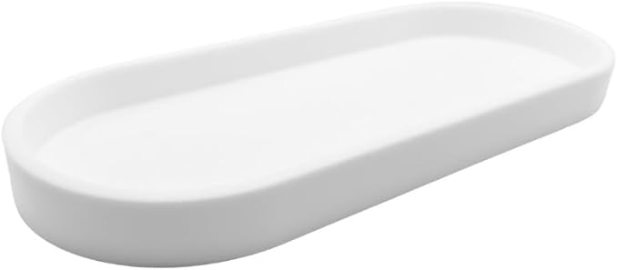 Happitasa Premium 12â x 5â Silicone Vanity Tray | Sink and Surface Organizer with Sturdy Non-Slip Base | Heat Safe, Dishwasher Safe (White)