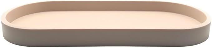 Happitasa Premium 12â x 5â Silicone Vanity Tray | Sink and Surface Organizer with Sturdy Non-Slip Base | Heat Safe, Dishwasher Safe (Sand Dollar)