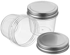 novelinks 4 oz Plastic Mason Jars with Lids, 20 Pack Small Containers with Lids 4oz, Slime Containers & Cake Jars & Small Spice Jars for Kitchen Organization (20 Pack,Silver)