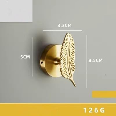 Brass Bird Coat Rack Robe Wall Hooks Hat Dragonfly Hanger for Bedroom Kitchen Various Shapes Animal Deer Decor Home Accessories (1, Feather)