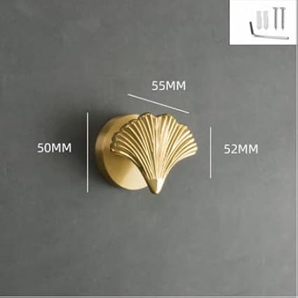 Brass Bird Coat Rack Robe Wall Hooks Hat Dragonfly Hanger for Bedroom Kitchen Various Shapes Animal Deer Decor Home Accessories (1, Ginkgo Leaf)