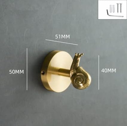 Brass Bird Coat Rack Robe Wall Hooks Hat Dragonfly Hanger for Bedroom Kitchen Various Shapes Animal Deer Decor Home Accessories (1, Snail)