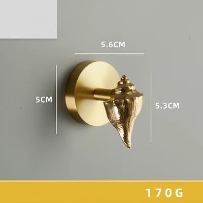 Brass Bird Coat Rack Robe Wall Hooks Hat Dragonfly Hanger for Bedroom Kitchen Various Shapes Animal Deer Decor Home Accessories (1, Conch Shell)