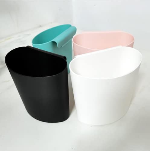 Rikyo 4Pcs Hanging Cup Holder,Rolling Cart Accessories,Plant Containers,Hanging Flower Pots,Space Saver,Storage Bucket,Make Up Pencil Holder Office,Kitchen Wall Organizer Decor (Black)