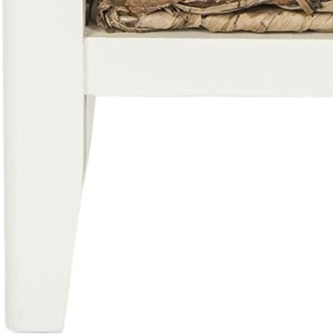 SAFAVIEH Home Collection â Everly Vintage White 3-Drawer Side Table with Woven Basket Storage, Fully Assembled Coastal Cottage Accent Table (AMH5743B)