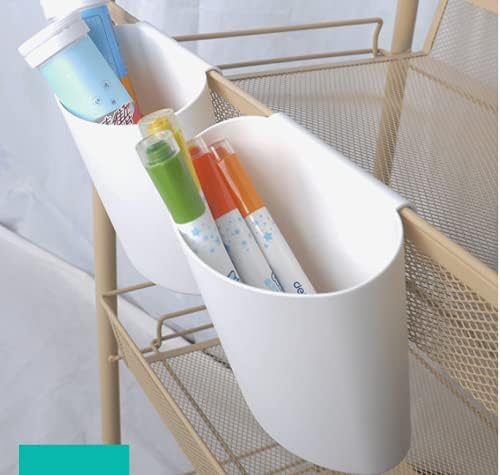 Rikyo 4Pcs Hanging Cup Holder,Rolling Cart Accessories,Plant Containers,Hanging Flower Pots,Space Saver,Storage Bucket,Pencil Holder,Make Up Pencil Holder Office,Kitchen Wall Organizer Decor (White)
