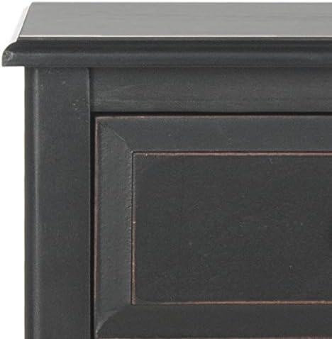 SAFAVIEH Home Collection â Everly Distressed Black 3-Drawer Side Table with Woven Basket Storage, Fully Assembled Farmhouse Accent Table (AMH5743A)