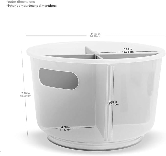 madesmart Deep Turntable, Under Cabinet Storage, for Cleaning Supplies, Undersink Storage, Sponges, Shampoos, Soaps, Toiletries, Dorm Laundry Kitchen Bottles & Bath, Grey
