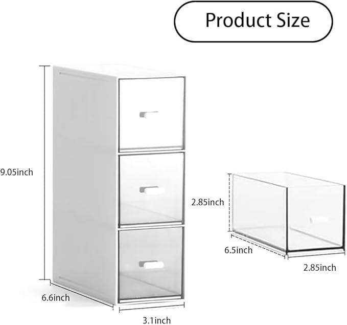 Plastic Tea Bag Organizer with 3 Drawers, Desk Drawer Organizer, Stackable Storage Drawers, White Tea Box, Makeup Organizer, Clear Tea Bag Storage, Coffee Storage for Tea Bags, Sugar Packets, Cosmetic