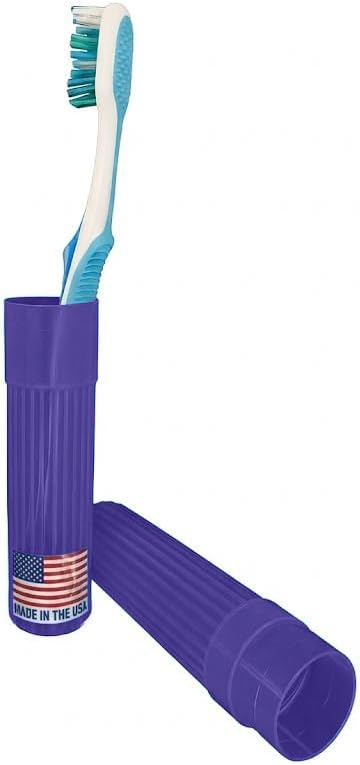 Toothbrush Holder - Purple, Made in USA, with Ventilation Holes, for Toothbrush Covers, Toothbrush Holder, Toothbrush Soft, Durable Design, Hygienic Bathroom Accessory