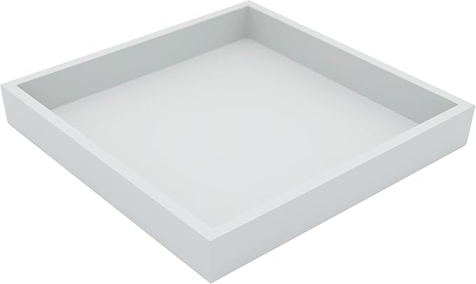 10"x10" Small Square Wood Decorative Tray for Office, Ottoman, Bathroom, Entry, Remote Controls, Countertop Organizer, Candle Tray - Harbor Gray
