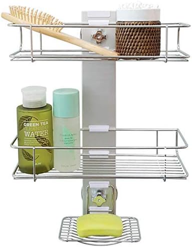 Bath Beyond BATHBEYOND Shower Caddy Suction Cup Tier Shower Shelf - Adjustable Shower Caddy 400 Stainless Steel No-Drilling and Extra Adhesive Sticker for More Stronger Suction, 3T-CADDY