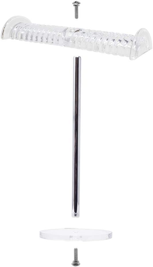 Isaac Jacobs Clear Acrylic Necklace & Bracelet Holder (8â inch T-Bar)â Hanging Chain and Bangles Organizer Sleek & Sturdy Stand for Jewelry â Storage Solution- Bedroom- Bathroom â Countertop