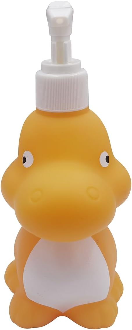Cute Cartoon Dinosaur Hand Soap Pump Lotion, Hand Soap, Shampoo, Shower Gel Dispenser, Soap Dispenser Animal Shaped Liquid Bottles Kids Empty Press Type Shampoo Bottles (Yellow Dinosaur)