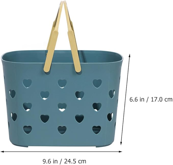 NUOBESTY Heart-shaped Portable Bathroom Storage Basket, Plastic Shower Caddy with Handle, Hollow-out Drainage Organizer for Bathroom and Dormitory Storage