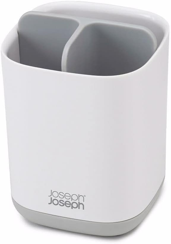 Joseph Joseph Easy-Store - Compact Toothbrush Holder Caddy Bathroom Storage , Grey/White, Regular