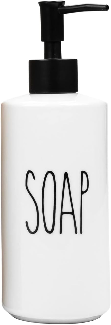 Heartland Home Porcelain 16oz Liquid Dispenser - Kitchen, Bathroom & Laundry Soap & Shampoo Dispenser