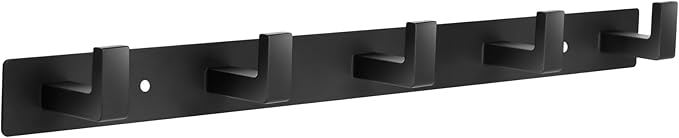 Coat Rack Wall Mount, Metal Coat Hanger with 5 Hooks, Heavy Duty, Black, 1 Pcs