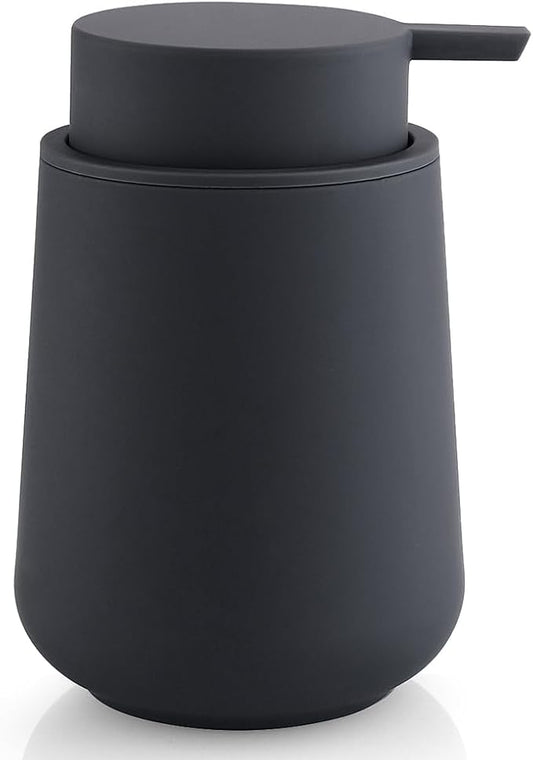 Matte Gray Liquid Hand Soap Dispenser Plastic 11 oz - Modern Minimalist Style for Bathroom & Kitchen Countertop Refillable