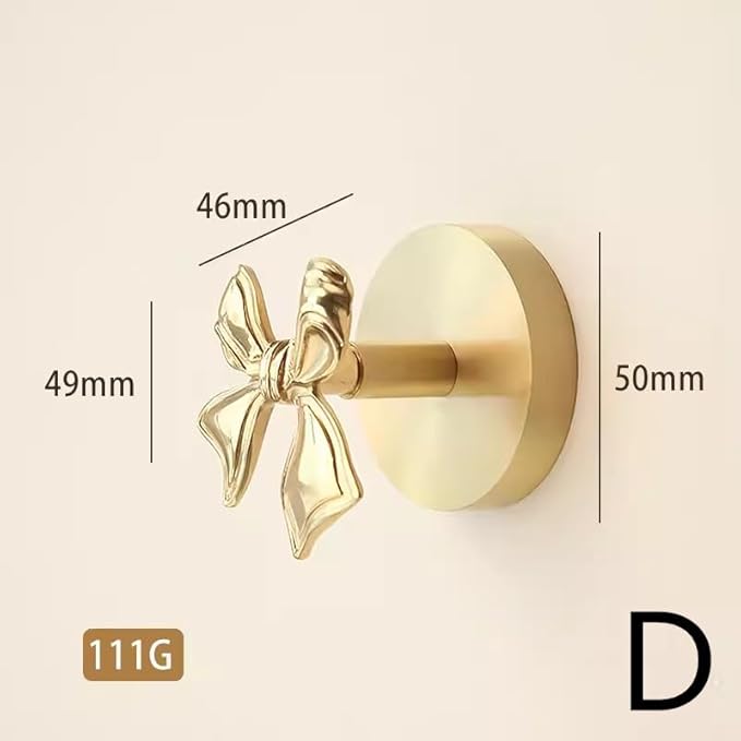 Brass Bird Coat Rack Robe Wall Hooks Hat Dragonfly Hanger for Bedroom Kitchen Various Shapes Animal Deer Decor Home Accessories (1, Bowknot D)