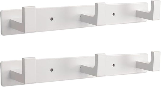 Coat Rack, Heavy Duty Stainless Steel 3 Tri Coat Hook Hanger, Wall Mounted Wall Hooks, Rustic Clothes Hook/Key Hook Rail for Bathroom Kitchen Entryway(2 Pack, 3 Hook White)