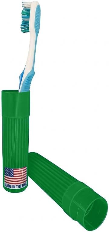 Toothbrush Holder (Green) - Made in USA, with Ventilation Holes, for Toothbrush Covers, Toothbrush Holder, Toothbrush Soft, Durable Design, Hygienic Bathroom Accessory