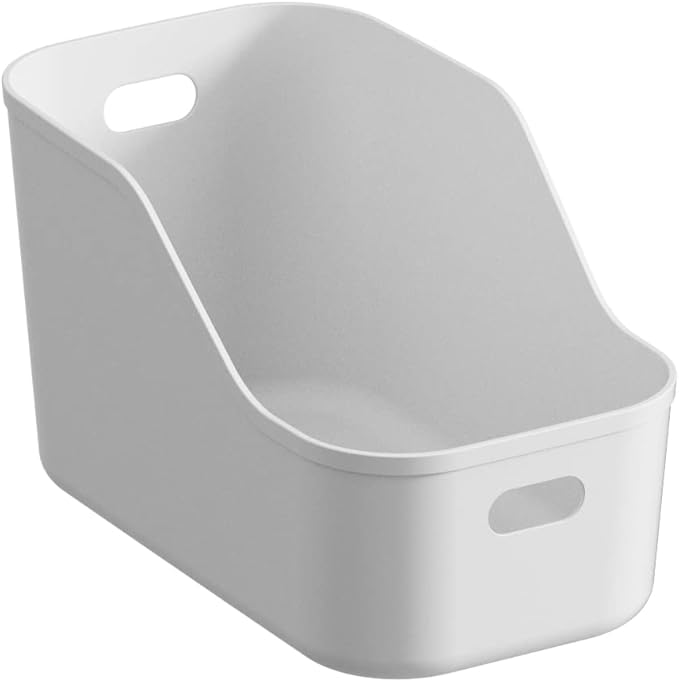 White Plastic Bins/Storage Organizers - Pantry Baskets, Bins for Shelves, Organizer and Storage for Bathroom, Bedrooms, Kitchens and More - Medium Size (9 Pack)
