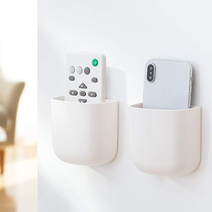 2 Pack Wall Mounted Remote Control Holder with Adhesive for Home Office School