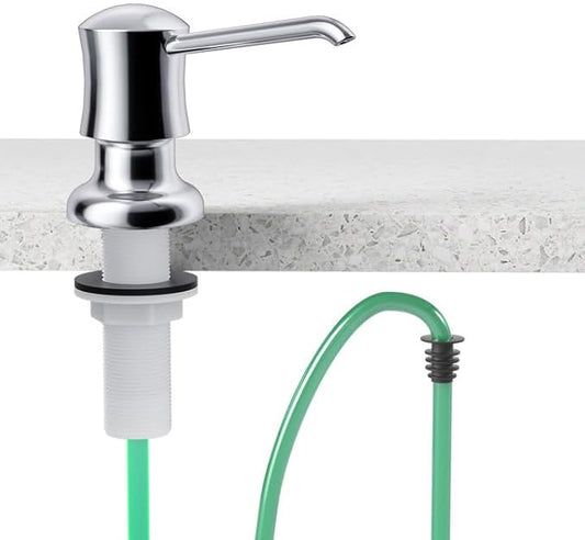 Samodra Sink Soap Dispenser and Extension Tube Kit, ABS Pump Head Bronzed Built in Design with 39” Extension Tube to Soap Bottle, No More Messy Refills(No Bottle) Chrome