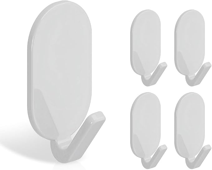 Koja 5-Pack Heavy Duty Self-Adhesive Hanging Hooks for Keys, Bathroom, Shower, Outdoor, Kitchen, Door, Home Improvement, Utility Room. - White