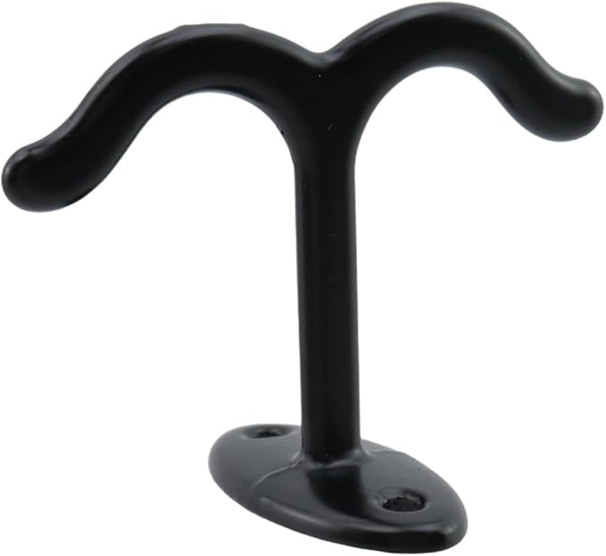 HEVSTIL 6Pcs Zinc Alloy Ceiling Double Hook Cabinet Under The Table Coat Hook Wardrobe Coat Towel Hat Hook Under Cabinet Shelf for Closet Top Bathroom Kitchen Cabinet Garage, Black