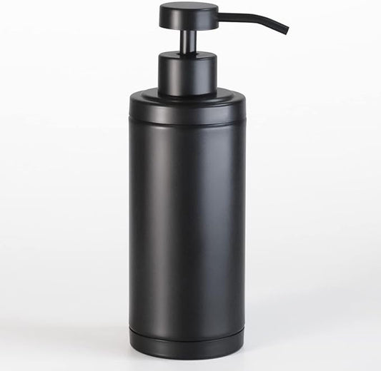 Stainless Steel Soap Dispenser for Bathroom, Matte Black Flat Design, Metal Pump, 10oz Rust-Proof Liquid Hand Soap Dispenser for Kitchen, Refillable Countertop Lotion Bottle