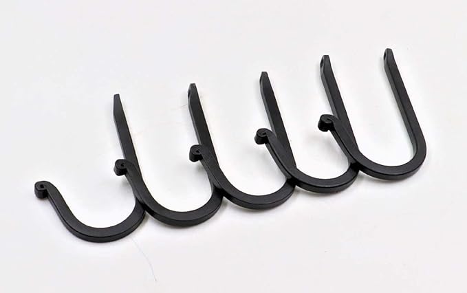 THDC Single Prong Wrought Iron Hooks, Vintage Hand Forged Iron Curved Metal Fasteners – Decorative Colonial Wall Décor, Heavy Duty Wall Hooks, Hangers for Keys, Coats, Robe, Bags, Home, Kitchen (5)