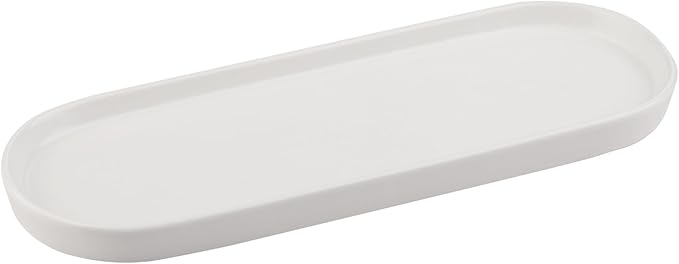 VanEnjoy White Vanity Tray for Bathroom Counter, Long Narrow Tray Ceramic Tray for Kitchen Counter for Soap Bottles