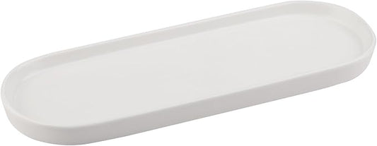 VanEnjoy White Vanity Tray for Bathroom Counter, Long Narrow Tray Ceramic Tray for Kitchen Counter for Soap Bottles