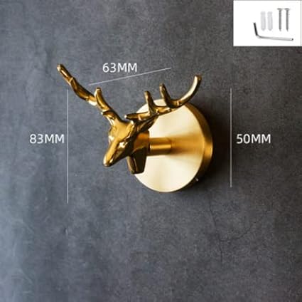 Brass Deer Coat Rack Robe Wall Hooks Hat Dragonfly Hanger for Bedroom Kitchen Various Shapes Animal Deer Decor Home Accessories (1, Deer)