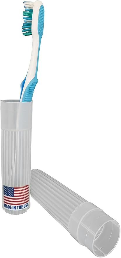 Toothbrush Holder - White, Made in USA, with Ventilation Holes, for Toothbrush Covers, Toothbrush Holder, Toothbrush Soft, Durable Design, Hygienic Bathroom Accessory