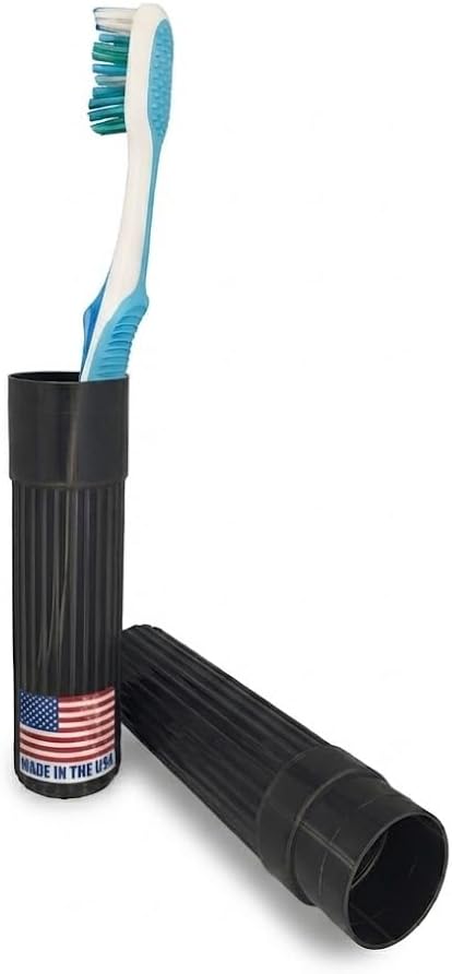 Toothbrush Holder - Black, Made in USA, with Ventilation Holes, for Toothbrush Covers, Toothbrush Holder, Toothbrush Soft, Durable Design, Hygienic Bathroom Accessory