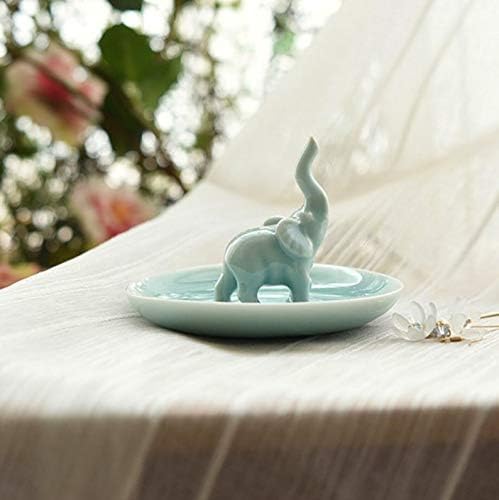 PUDDING CABIN Blue Elephant Ring Holder Trinket Dish, Elephant Gifts for Women, Christmas Birthday Gifts for Women Mom Her, Engagement Ring Holder Wedding Gifts