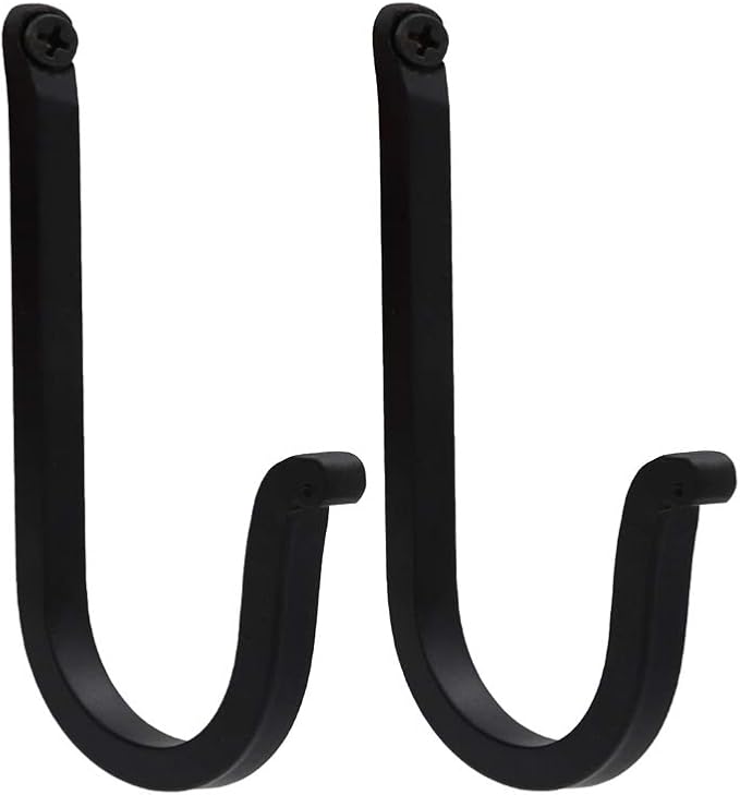 THDC Single Prong Wrought Iron Hooks, Vintage Hand Forged Iron Curved Metal Fastener Decorative Colonial Wall Décor, Heavy Duty Wall Hooks, Hangers for Keys, Coats, Robe, Bags, Home, Kitchen (2)